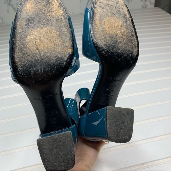 Via Spiga Blue Patent Leather Sandals - Picture 8 of 10